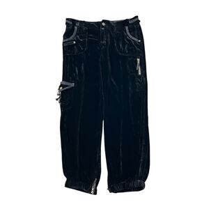 Elegant Black Velvet Cropped Pants